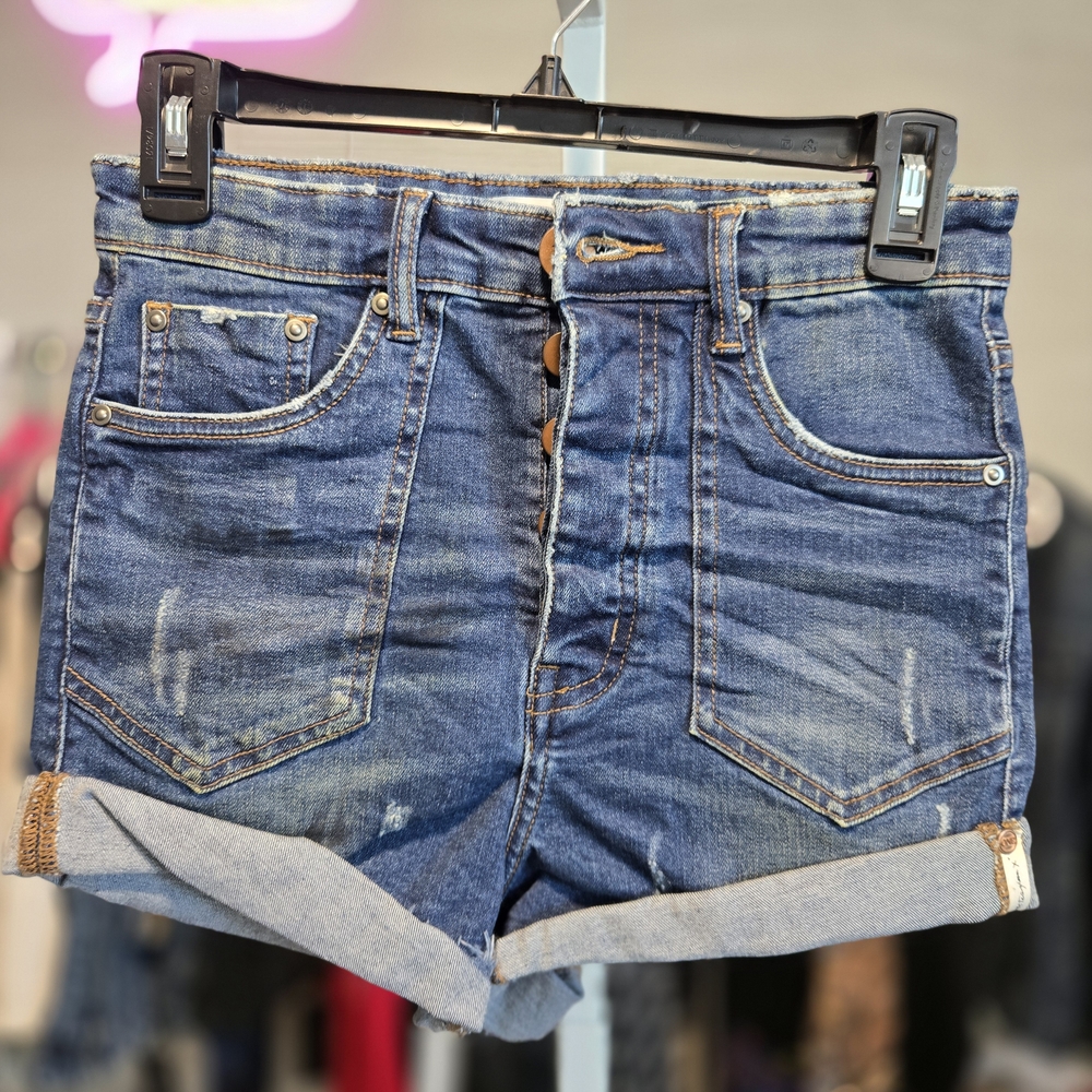 One Teaspoon Distressed Blue Jean Shorts